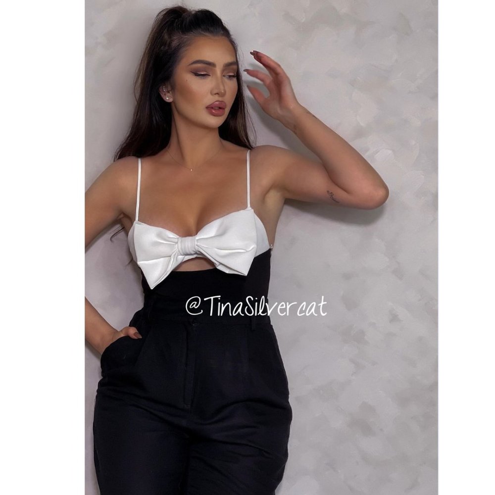 Zara Bow Bodysuit Black White BWT - Picture 15 of 17